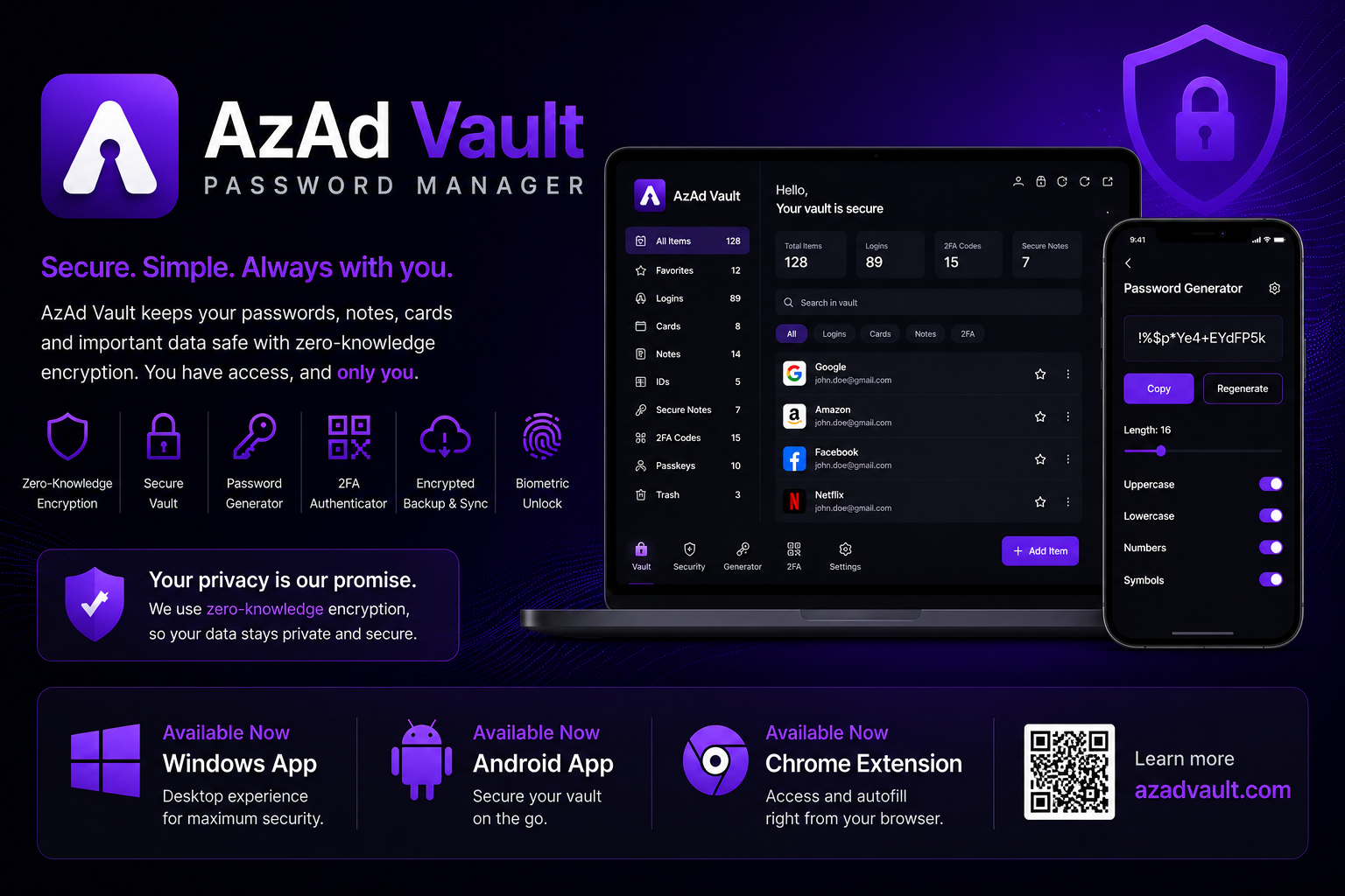 AzAd Vault password manager Chrome extension