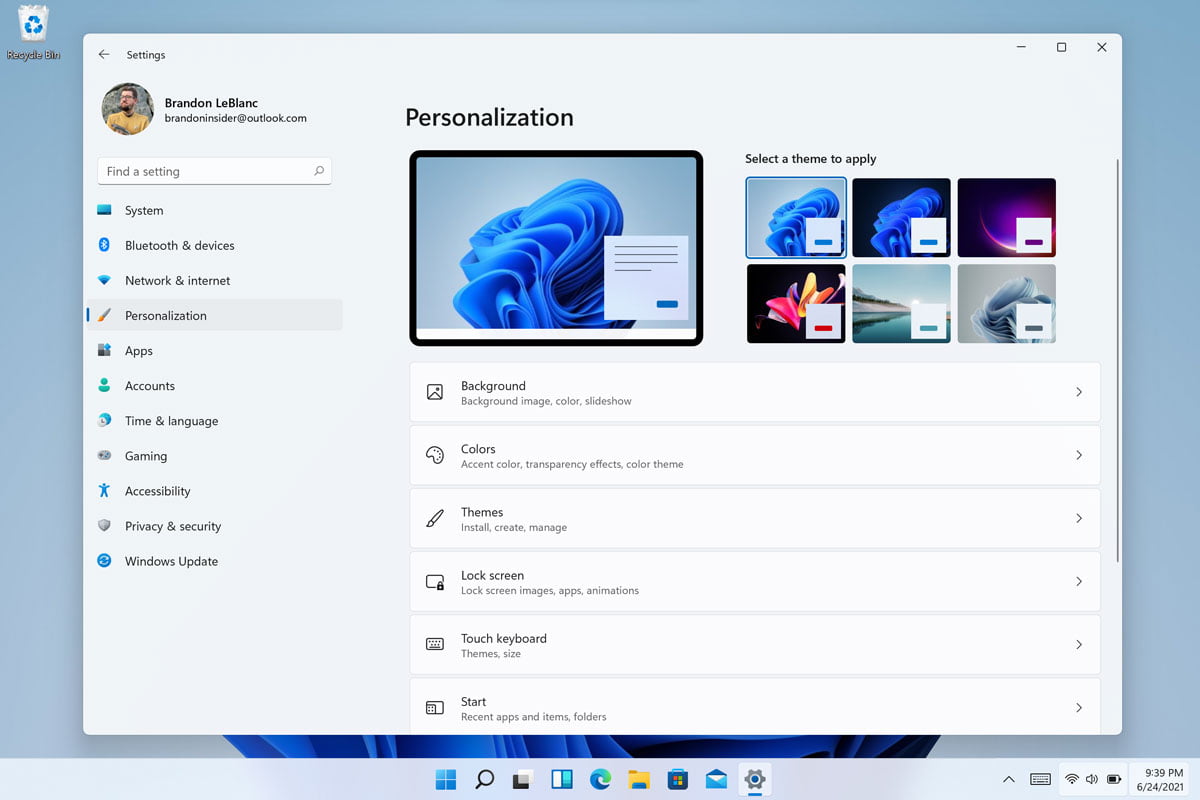 Windows 11 Settings Personalization