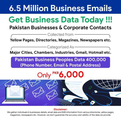 6.5 Million Pakistan Businesses Data